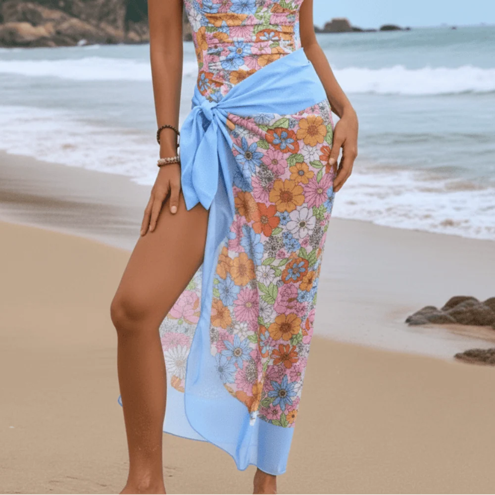Boho Floral Swimsuit Cover Up Skirt