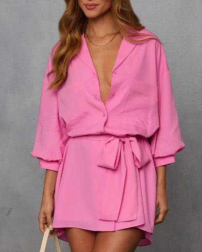 Brenna Blouson Sleeve Shirt Dress