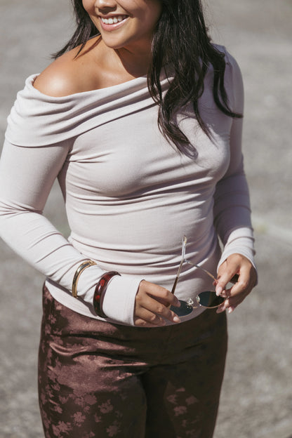 Liah Off Shoulder Knit Top Grey