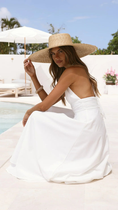 Kathy Halter Neck Maxi Dress White