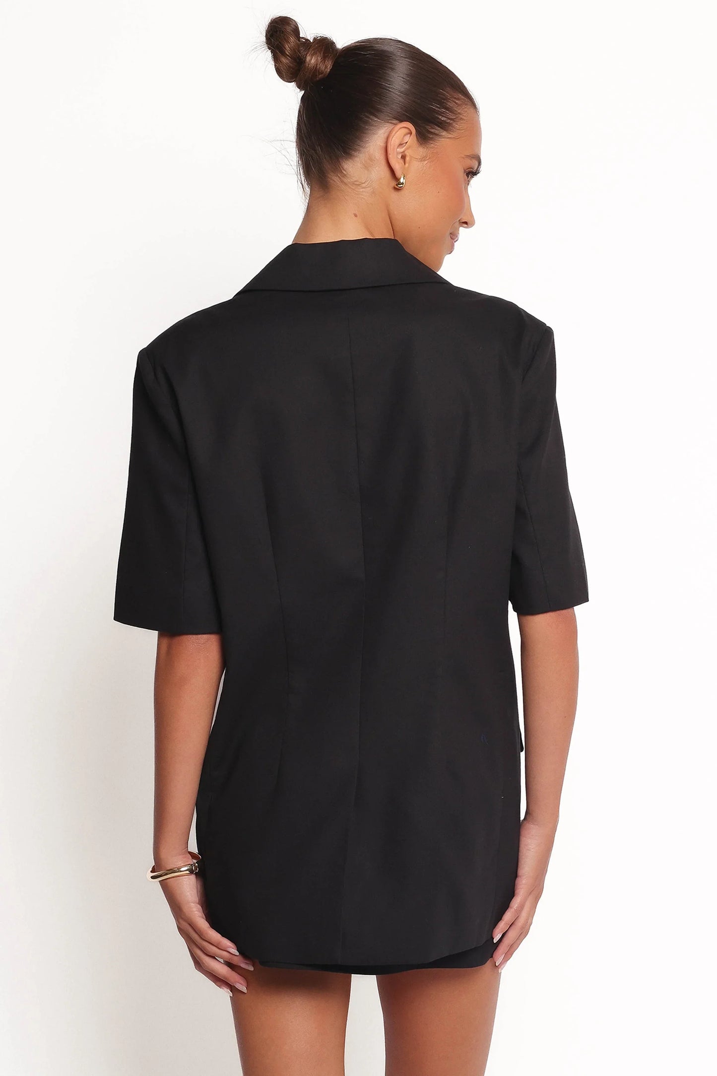 Brielle Short Sleeve Blazer Top Black