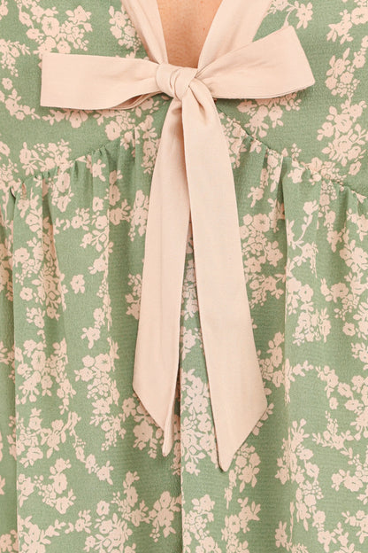 Reeva Long Sleeve Top Green Floral