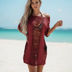 Sheer Knit Bikini Cover Up Mini Dress
