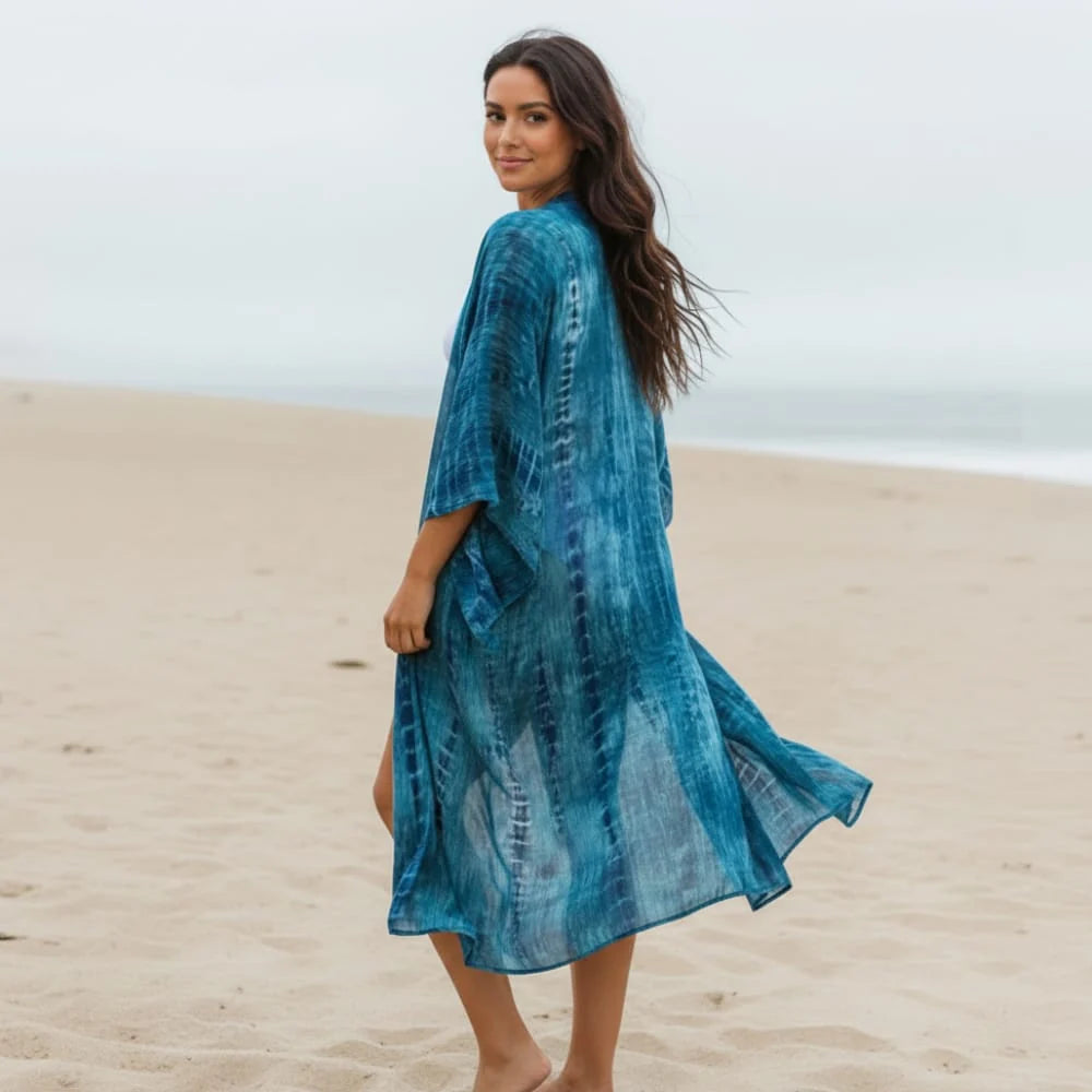 Blue Beach Cover Up Kimono