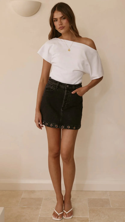 Rollas High Line Mini Skirt Black Sand Eyelet