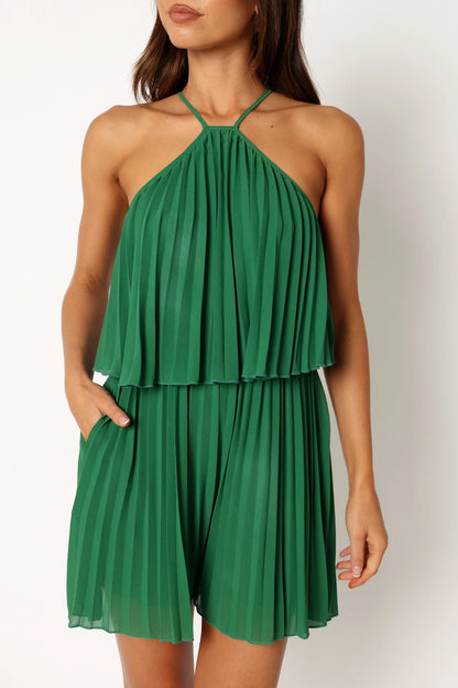Magnolia Pleat Romper Green
