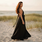Deep V Neck Backless Halter Maxi Dress