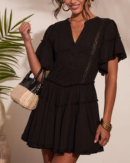 Honey Meadow Cotton Ruffle Knit Mini Dress
