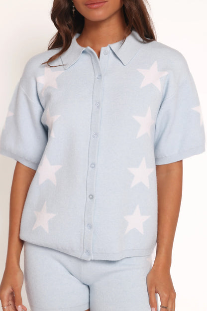 Lela Knitted Shirt Light Blue Stars