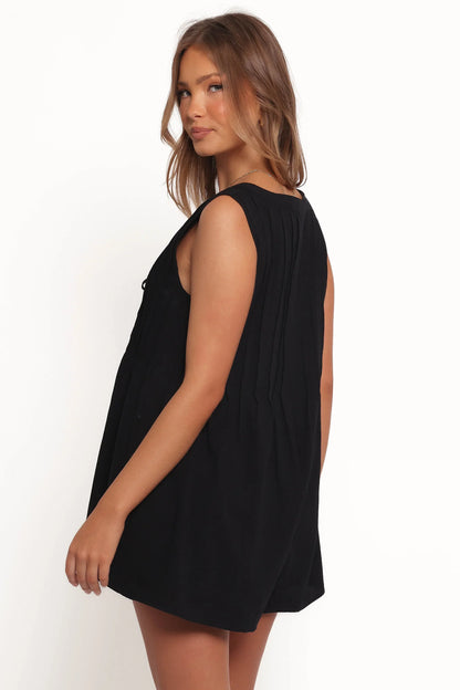 Kallie Tie Front Romper Black