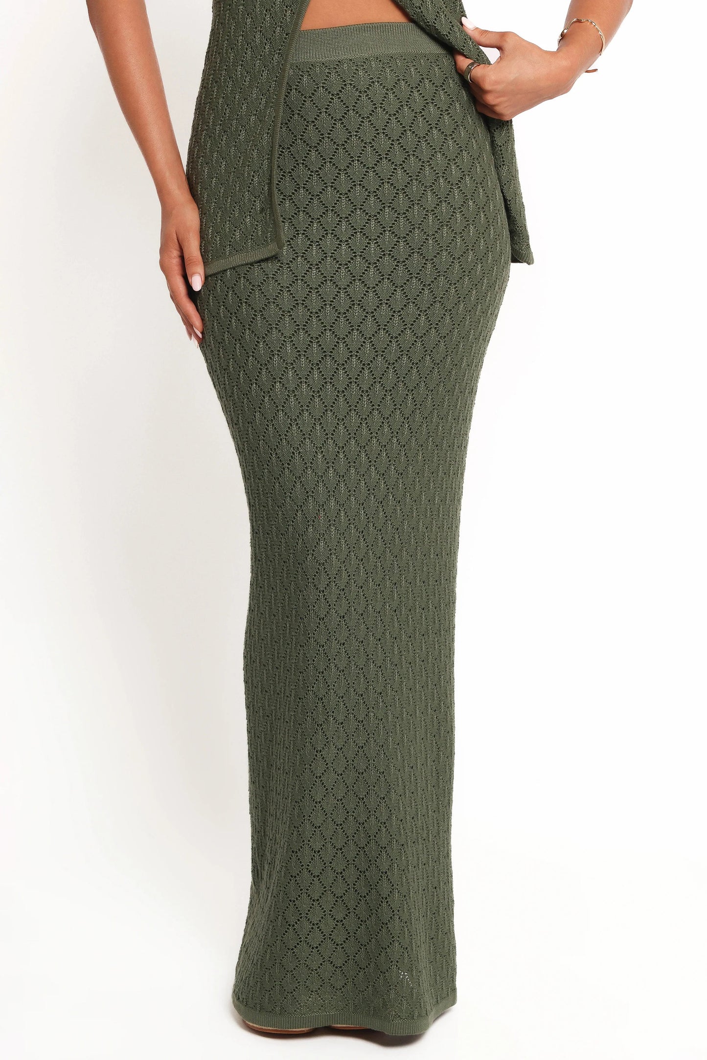 Asplie Knit Maxi Skirt Olive