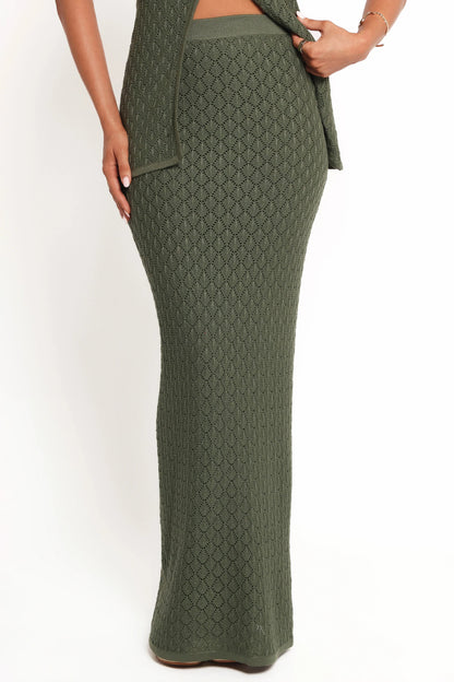Asplie Knit Maxi Skirt Olive