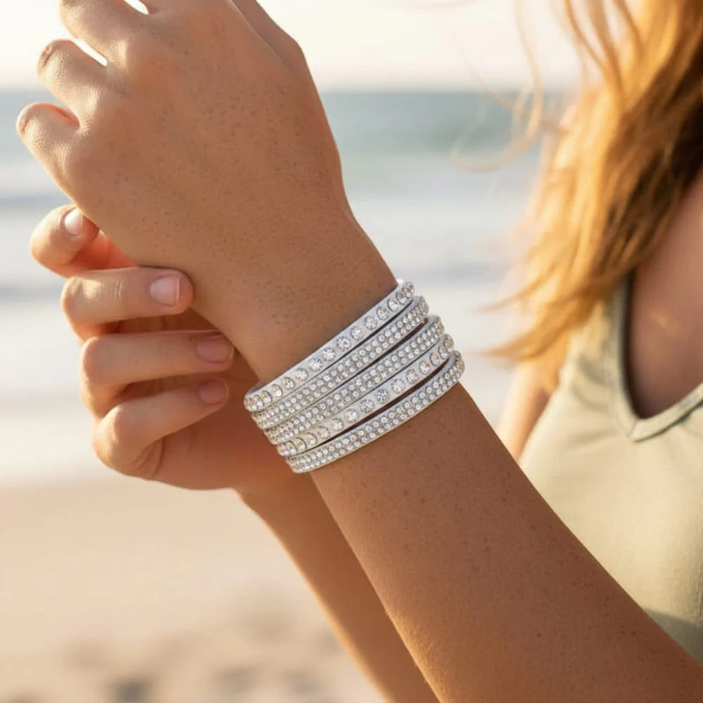 Leather Rhinestone Bracelet