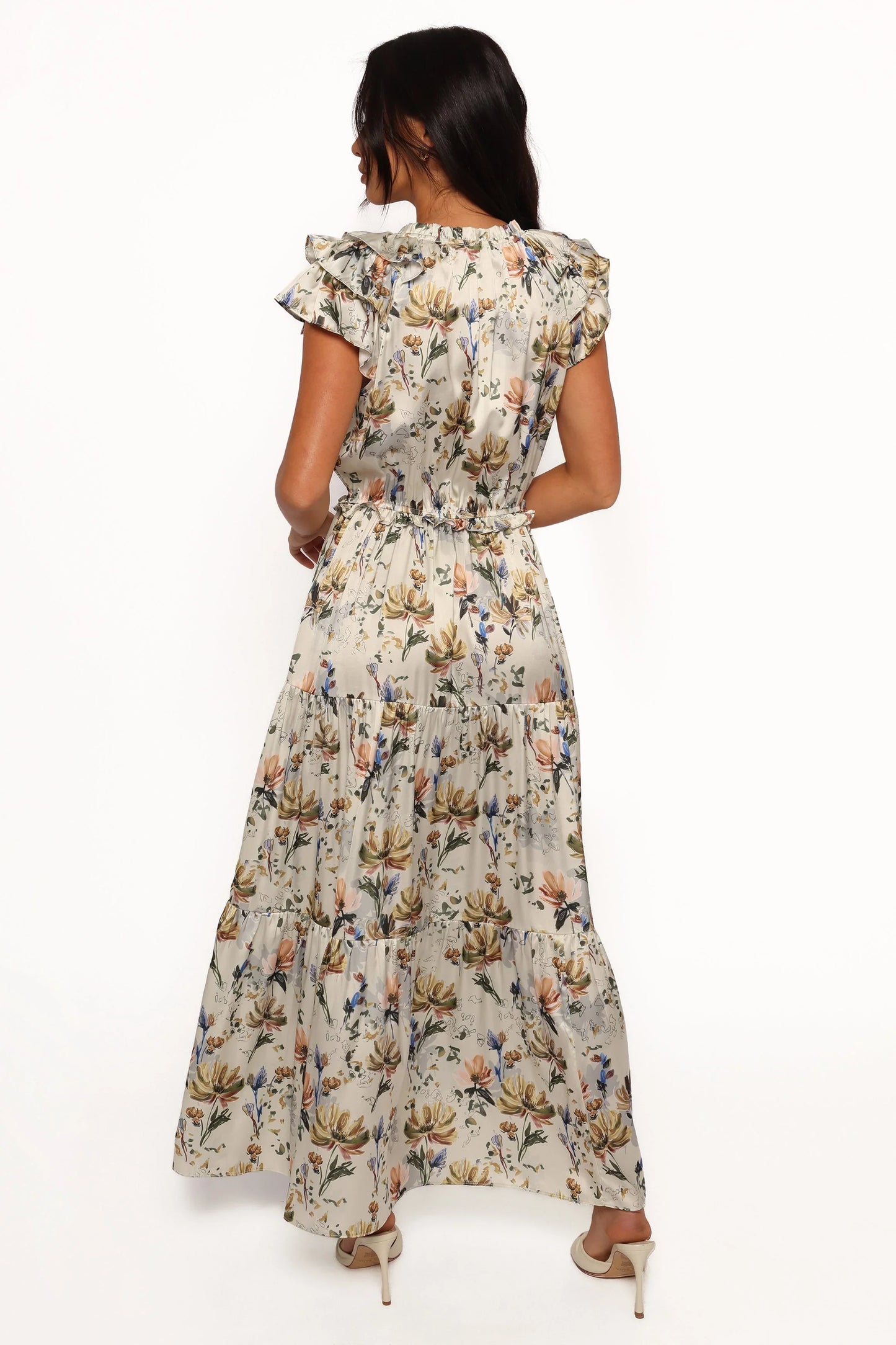 Lizzie Midi Dress Cream Floral