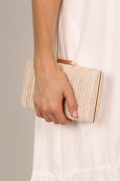 Peyton Straw Clutch Cream