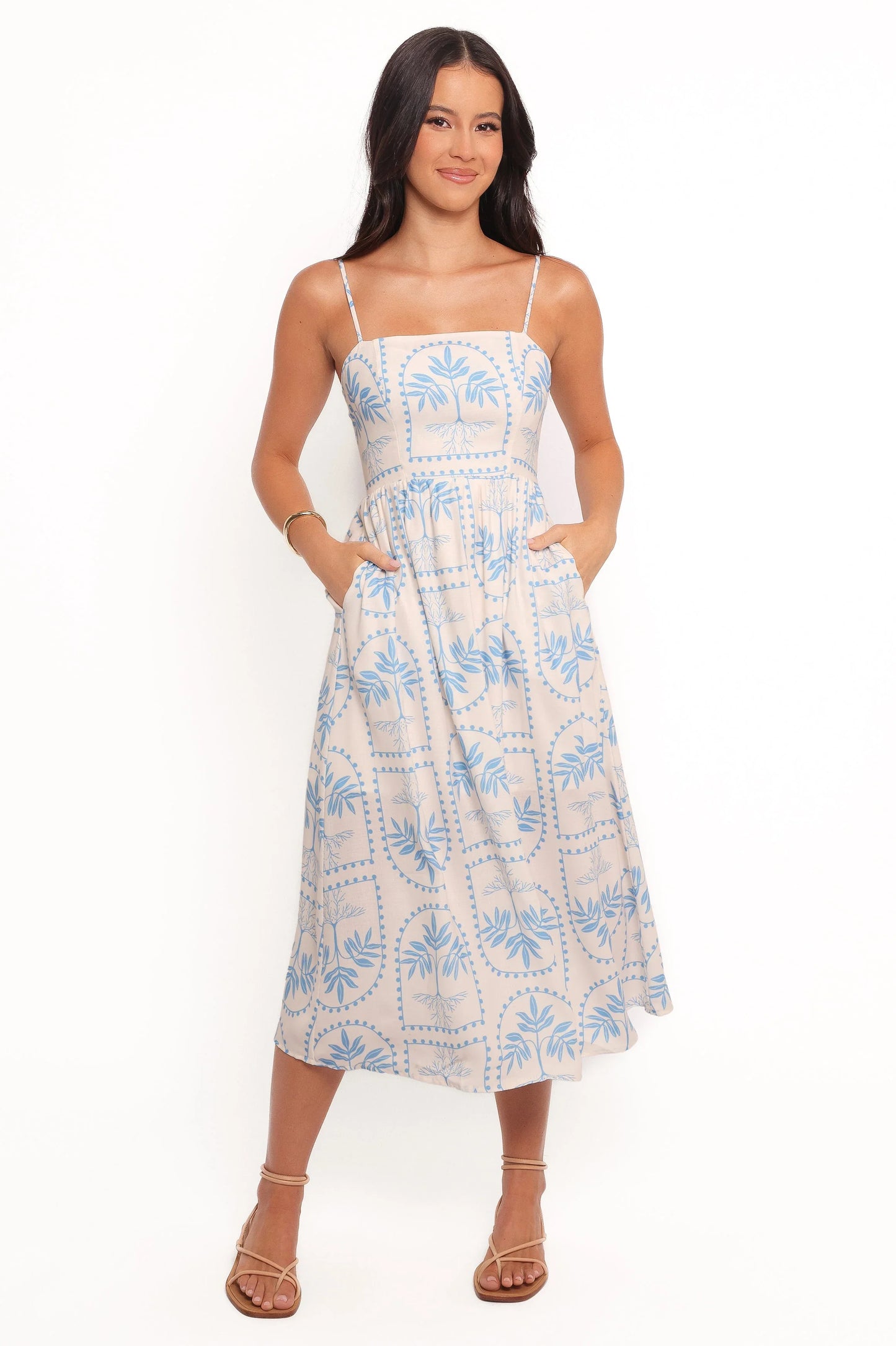 Cathy Midi Dress Blue White