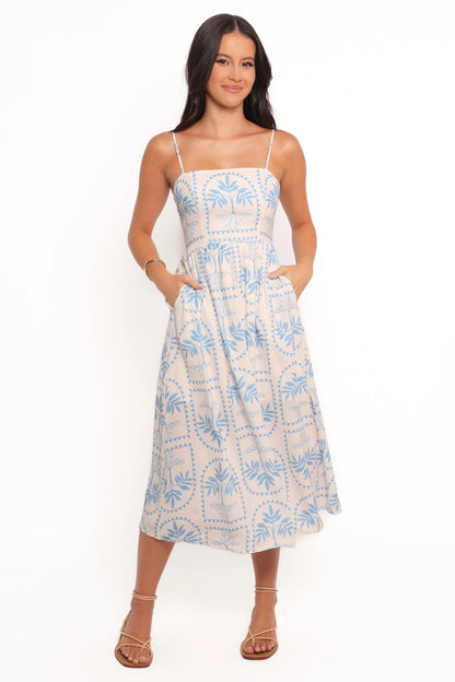 Cathy Midi Dress Blue White