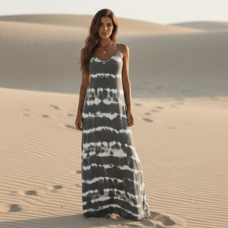 Casual Striped Sleeveless Maxi Dress