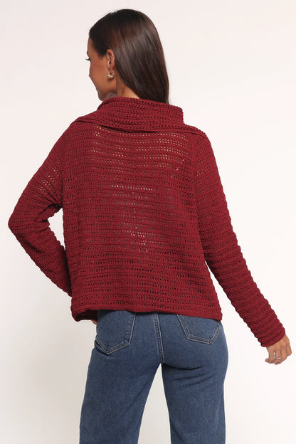 Lyra Large Collar Cardigan Burgundy