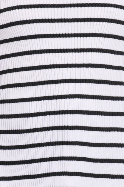 Alvina Knit Top White Black Stripe