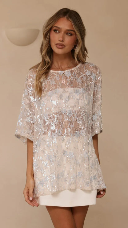 Kaia Sequin Top Blue