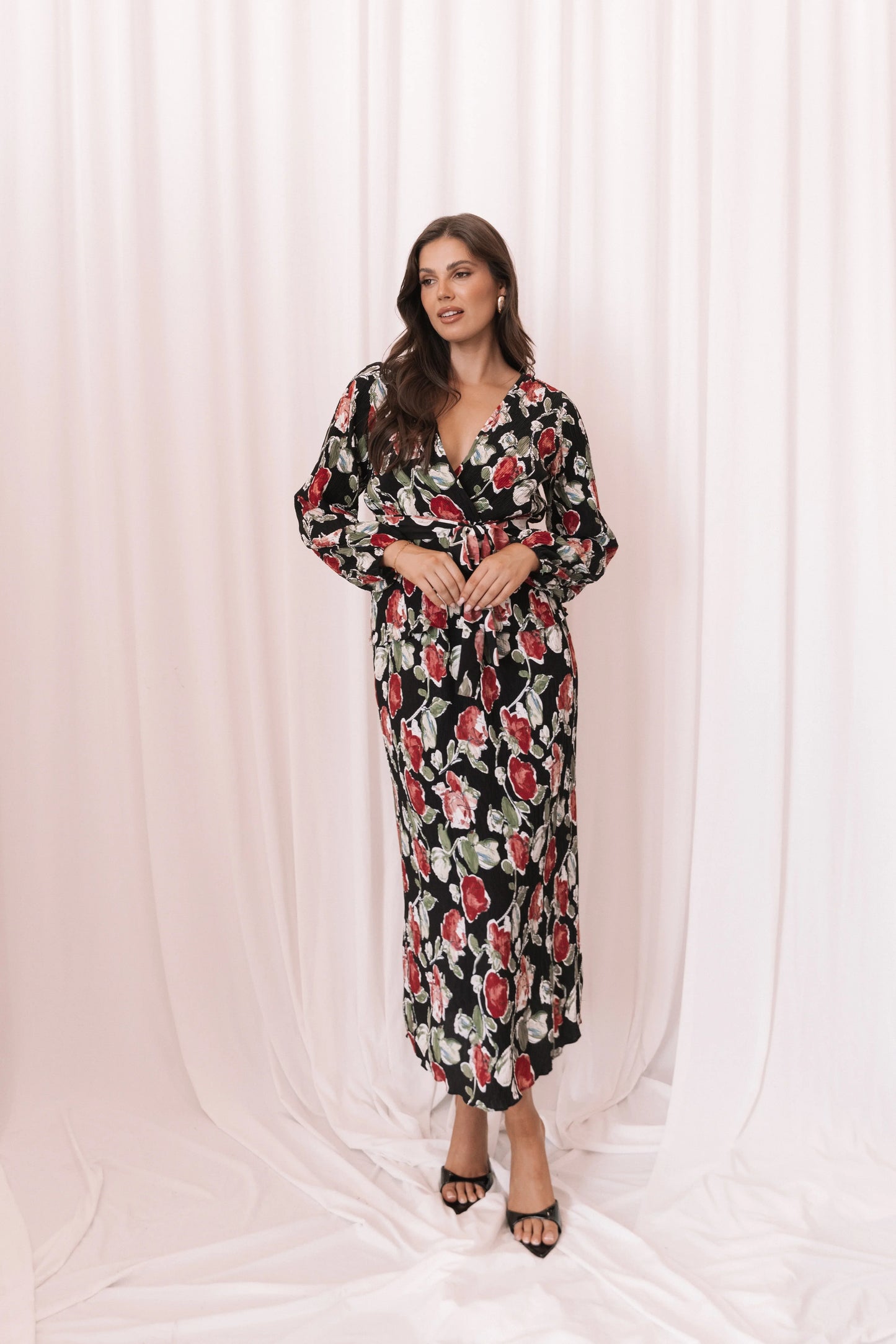 Minelli Pleat Midi Skirt Black Rose