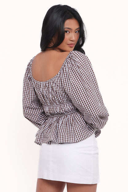 Saphia Top Brown Gingham