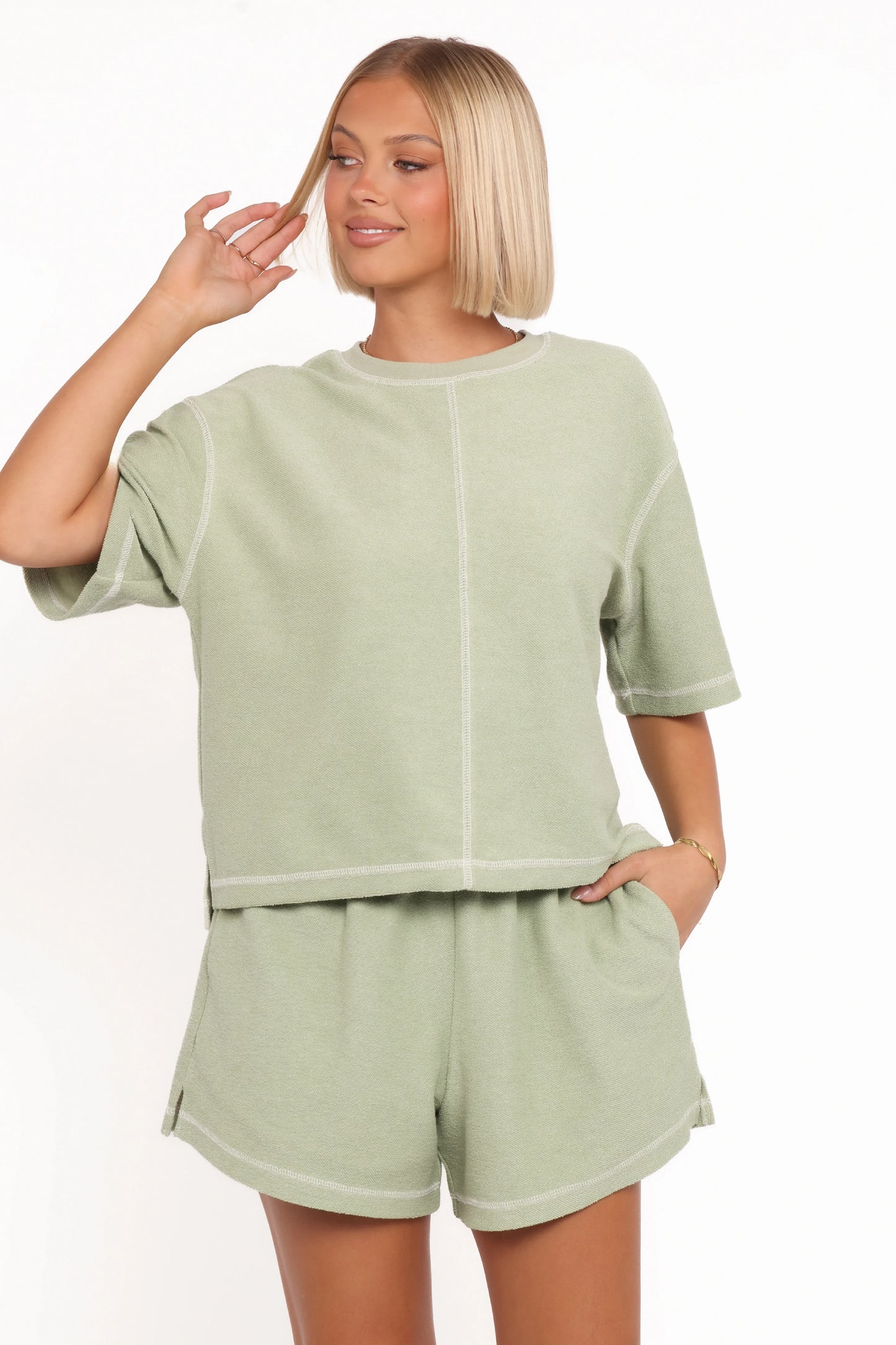 Melody Knit Short Set Matcha