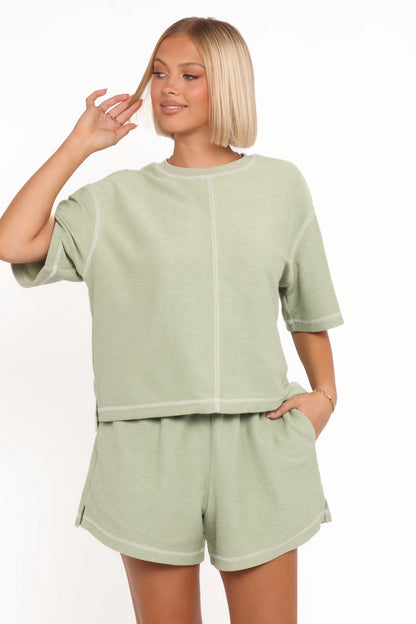 Melody Knit Short Set Matcha