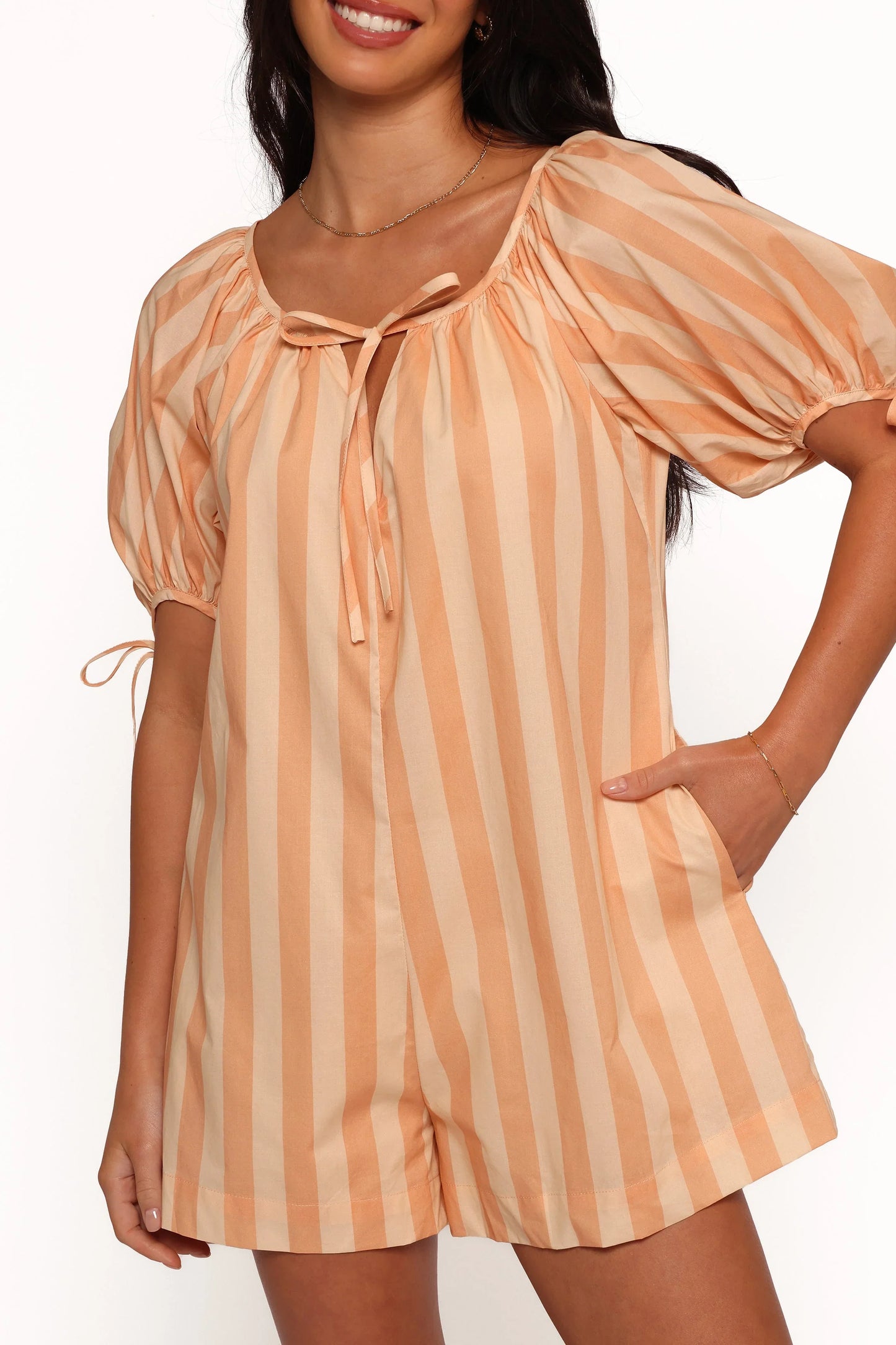 Carina Striped Romper Terracotta Stripe