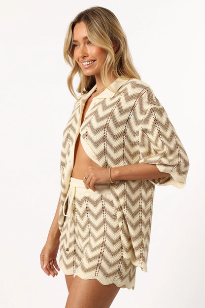 Cherie Knit Shirt Gold White