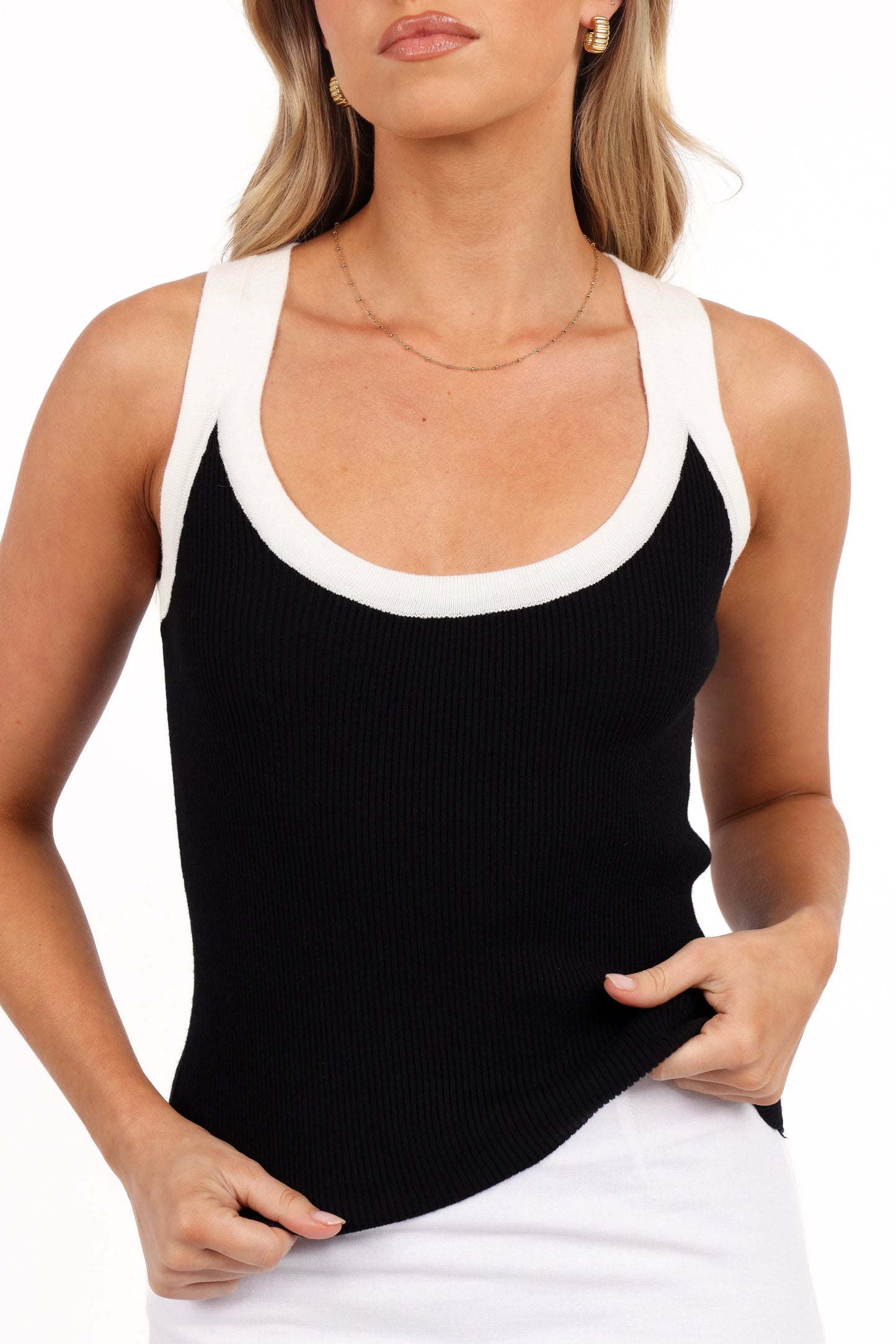 Esme Knit Tank Black White