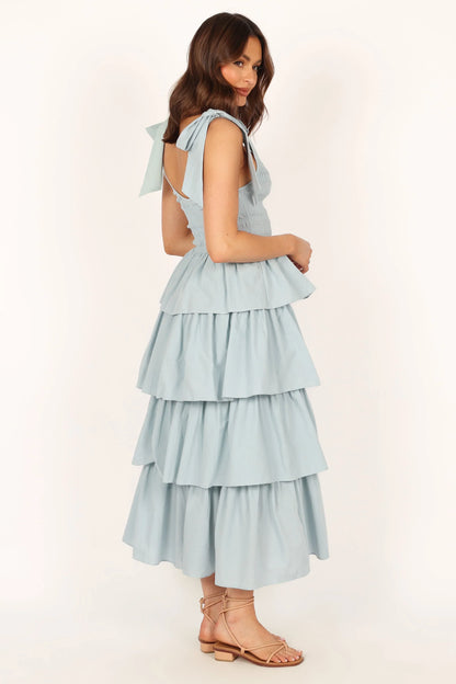 Raphael Tiered Maxi Dress Blue