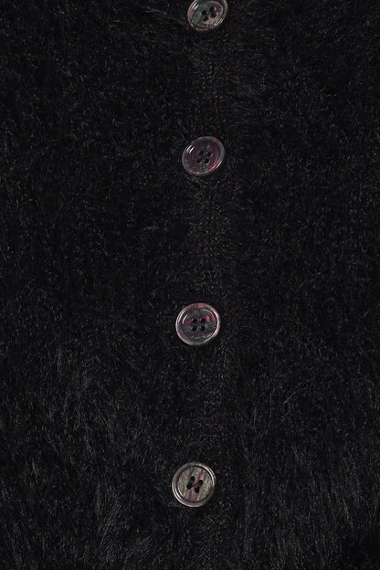 Tavan Crop Button Front Cardigan Black