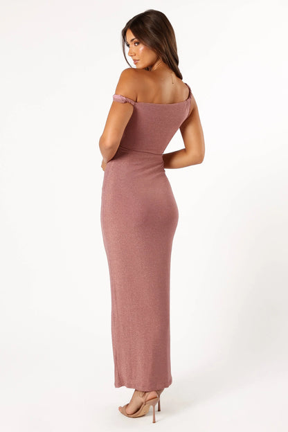 Sebastian Off Shoulder Maxi Dress Dusty Rose