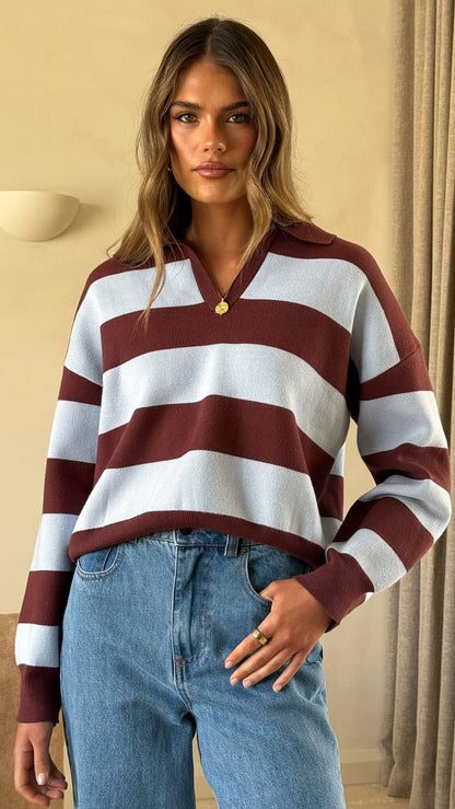 Kodi Sweater Blue Brown Stripe