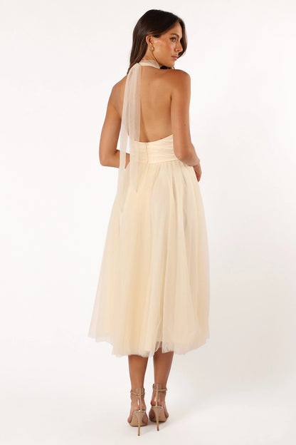 Aletta Halterneck Midi Dress Cream