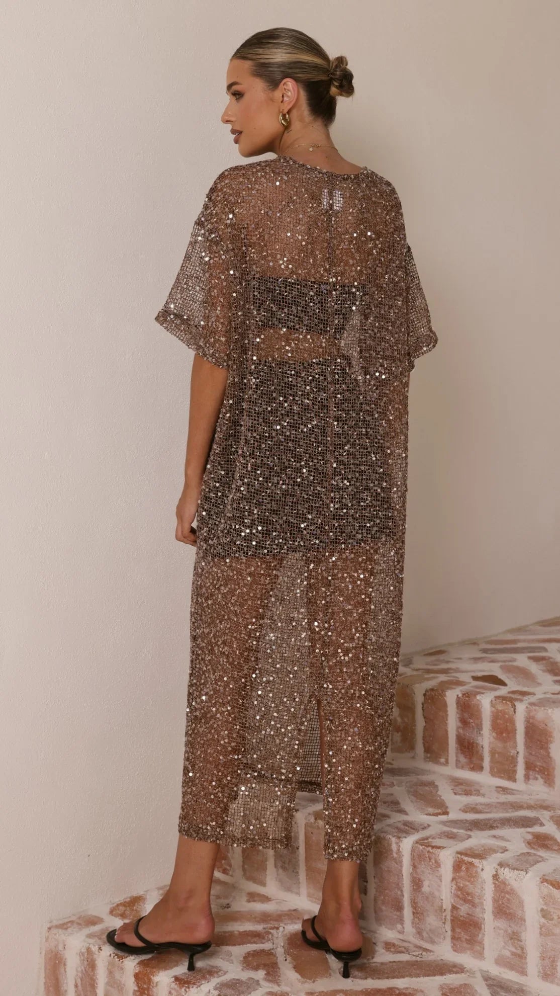 Zinnia Sequins Maxi Dress Mocha