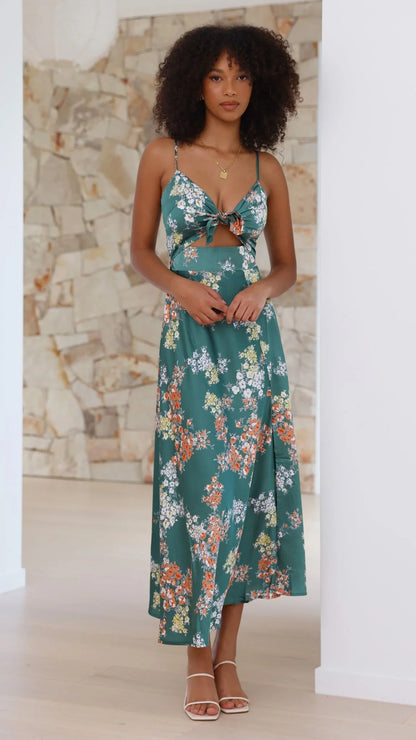 Dreamers Midi Dress Green Floral