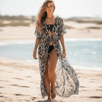 Leopard Print Beach Kimono Cover Up
