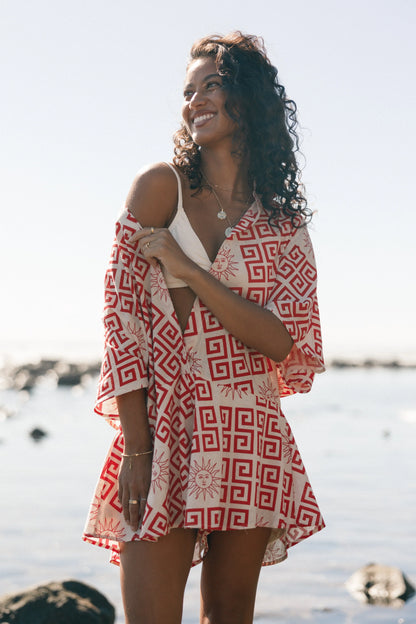 Sebastian Romper Beige Red