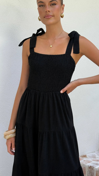 Carlina Tiered Maxi Dress Black