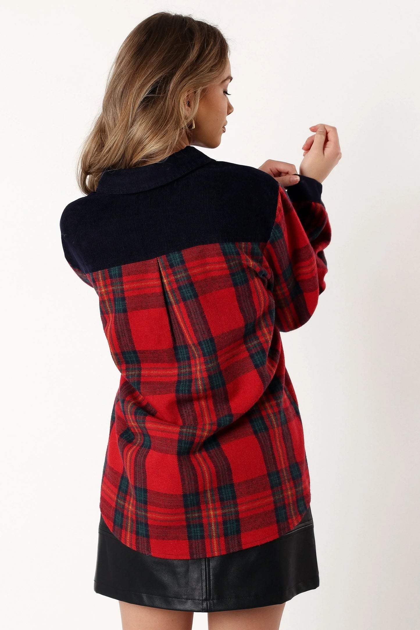 Lucille Plaid Shacket Red Navy