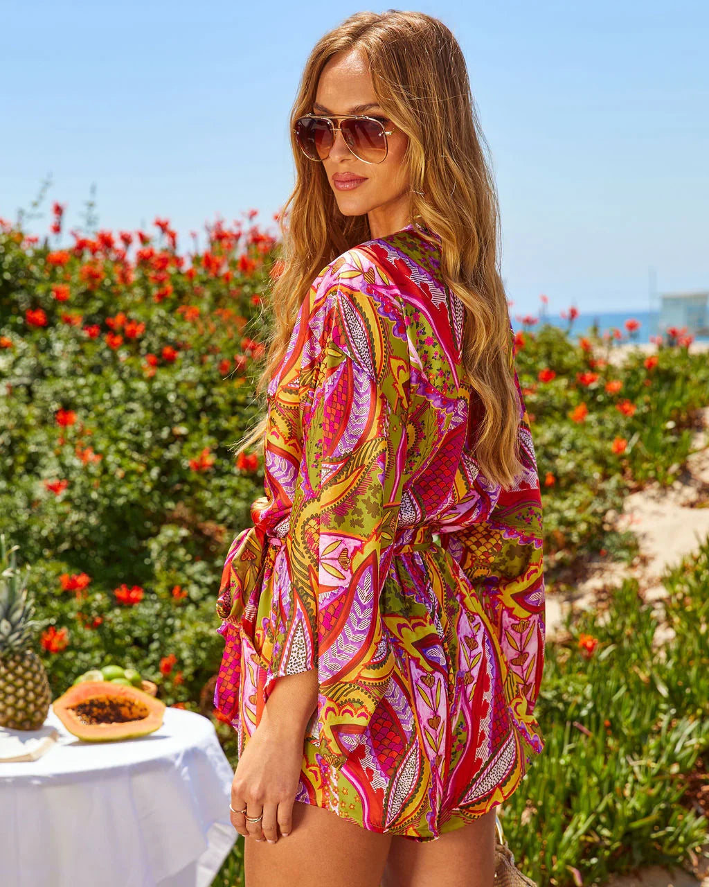 Palm Canyon Satin Tie Waist Romper