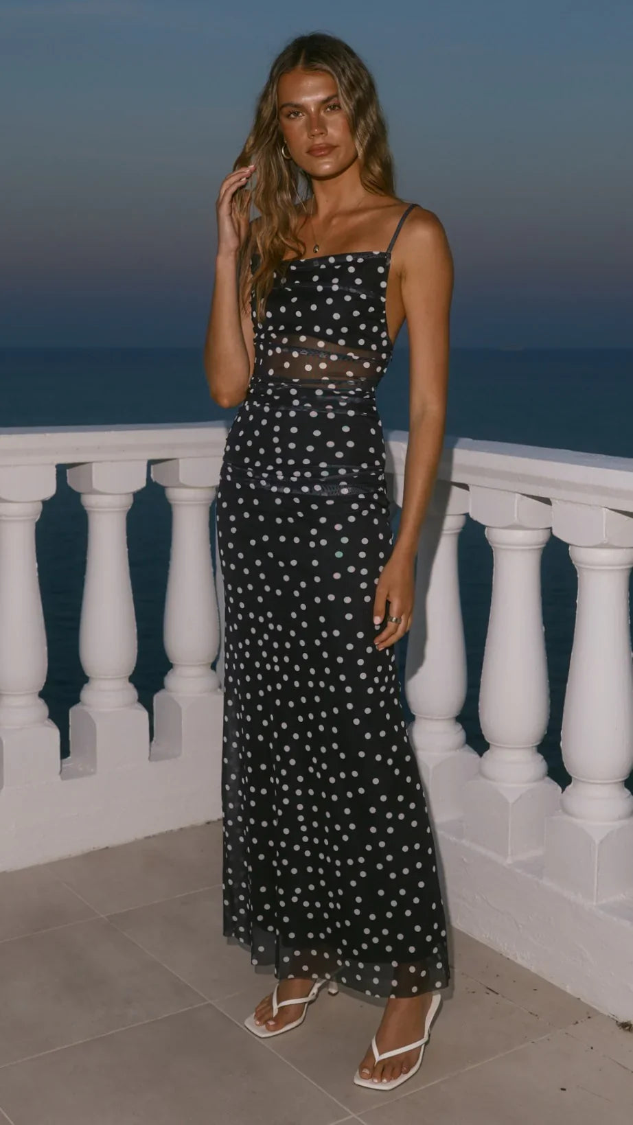 Loralei Maxi Dress Black White Polka Dot