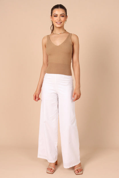 Gemma V Neck Tank Top Camel