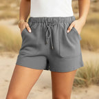 High Waist Drawstring Summer Shorts with Pockets