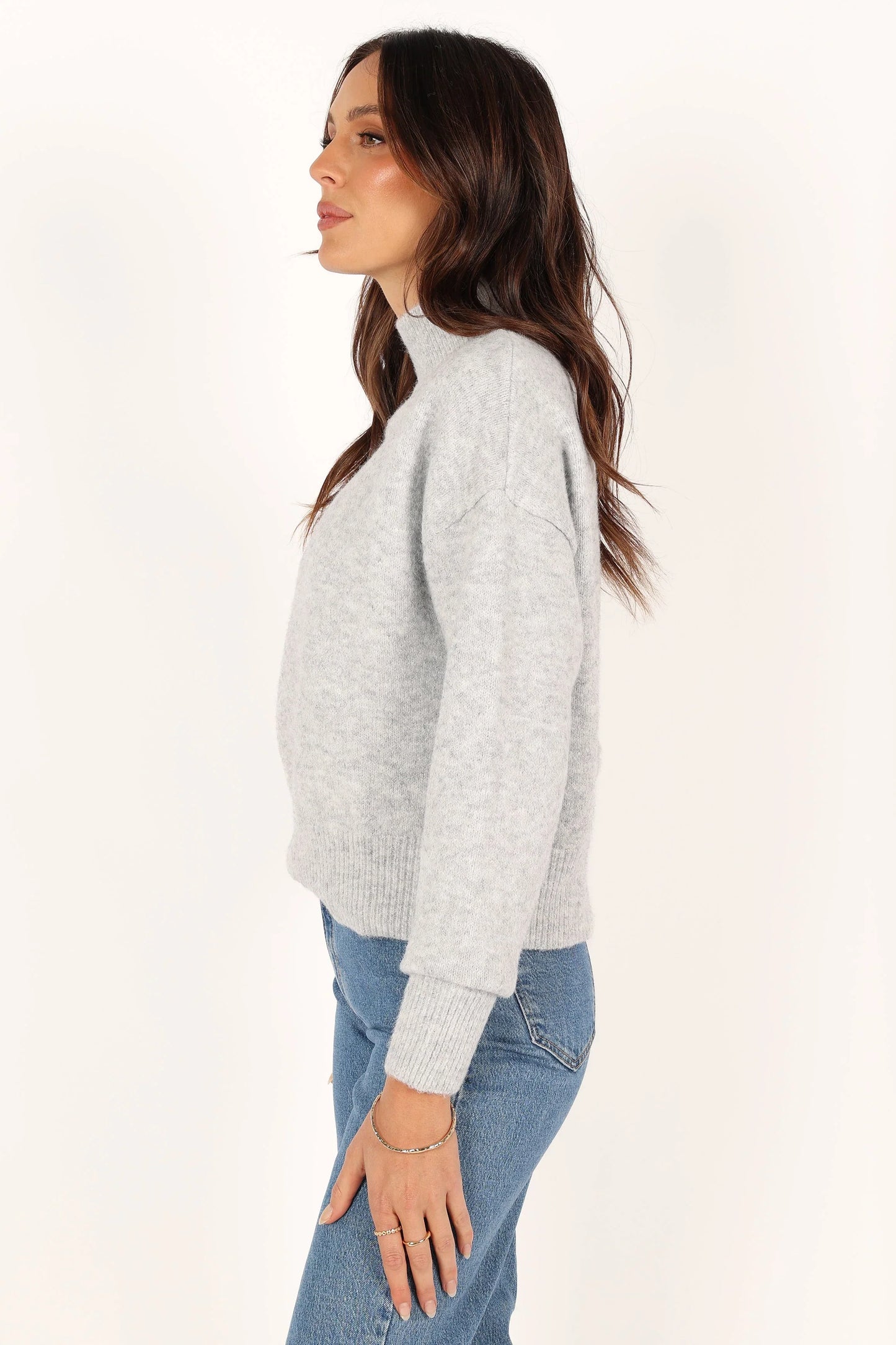 Brianna Mockneck Knit Sweater Heather Grey