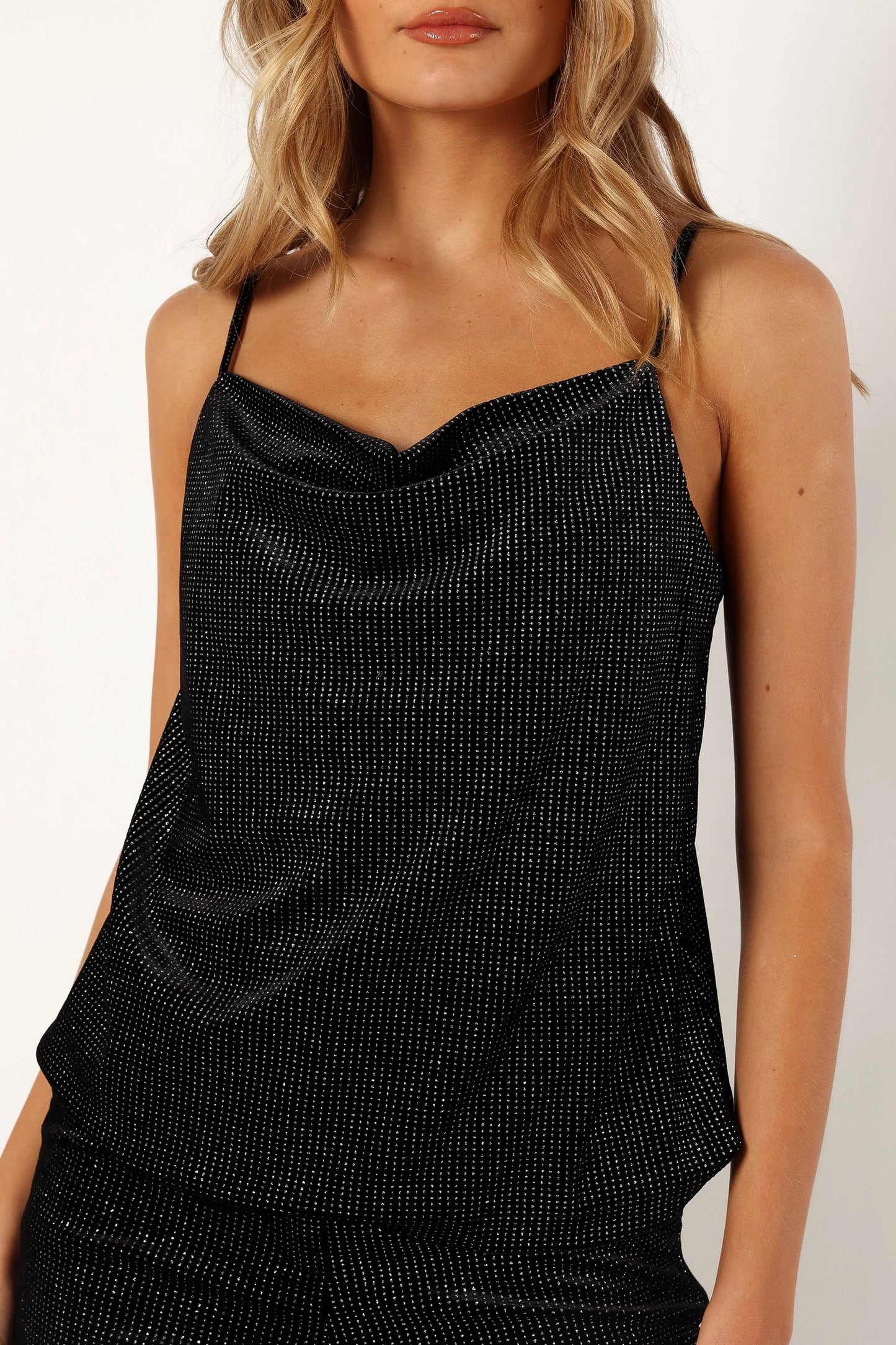 Ensley Velvet Shimmer Top Black