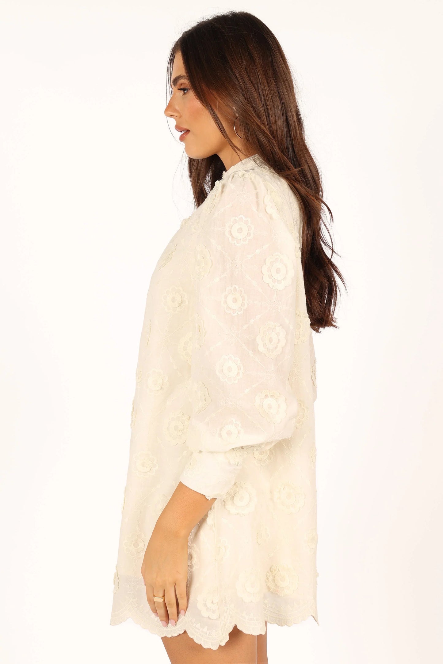 Stefania Long Sleeve Mini Dress Cream